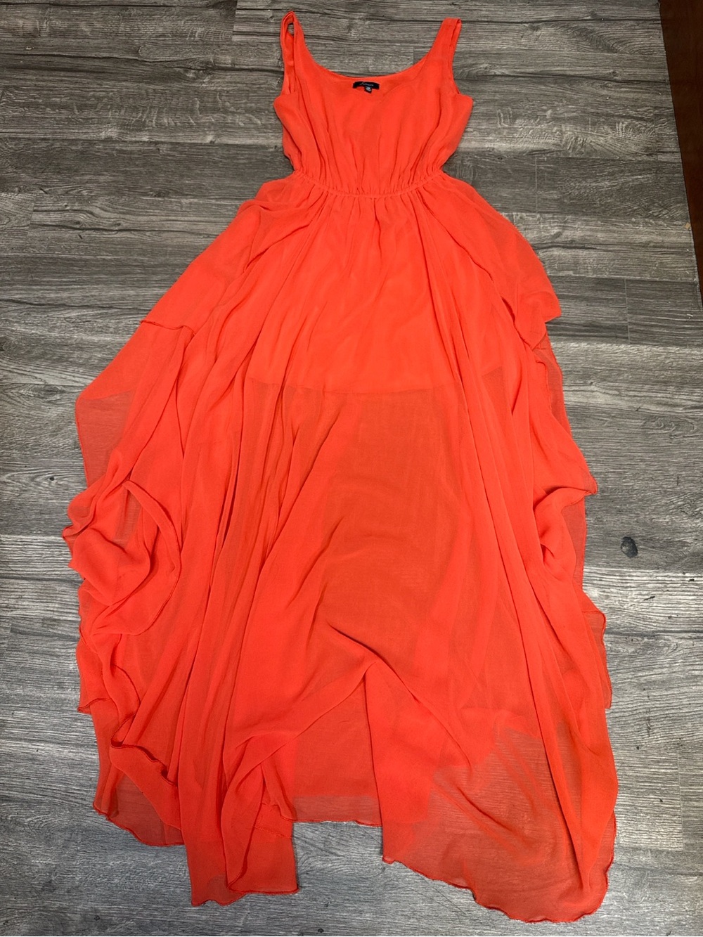 Soprano Coral Orange Chiffon Flowy Dress XS - Picture 2 of 7